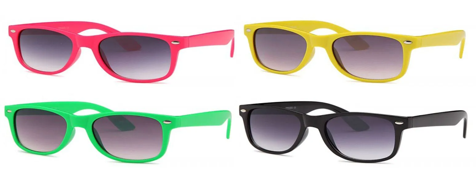 AFONiE Retro Colorblock Kids Sunglasses - Box of 12