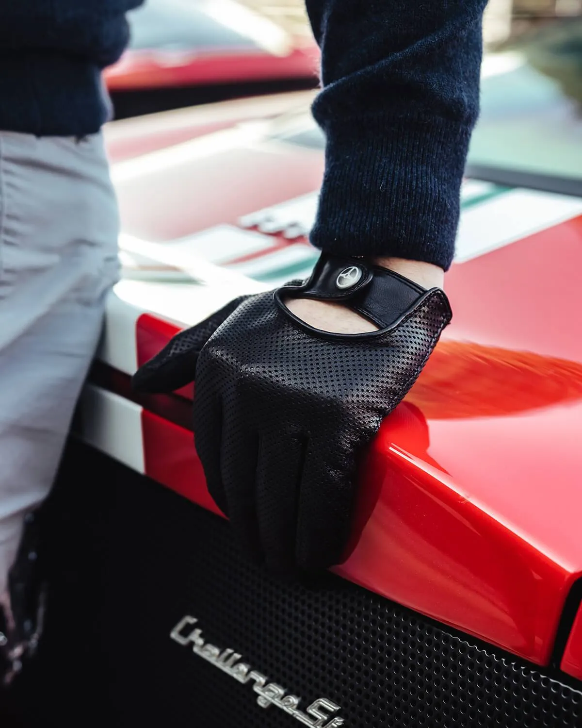 BAD ONE - Perforated Leather Driving Gloves - Black