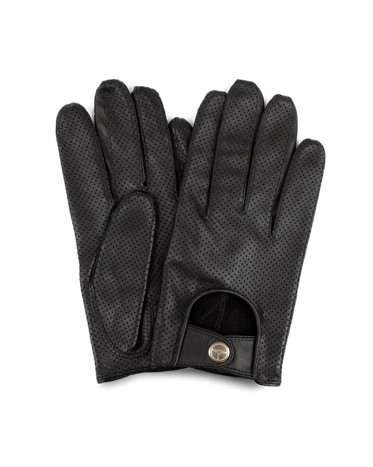 BAD ONE - Perforated Leather Driving Gloves - Black