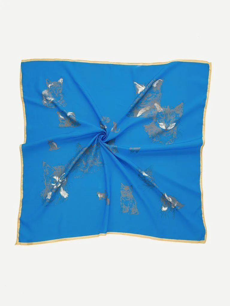 Cat Print Bandana Scarf