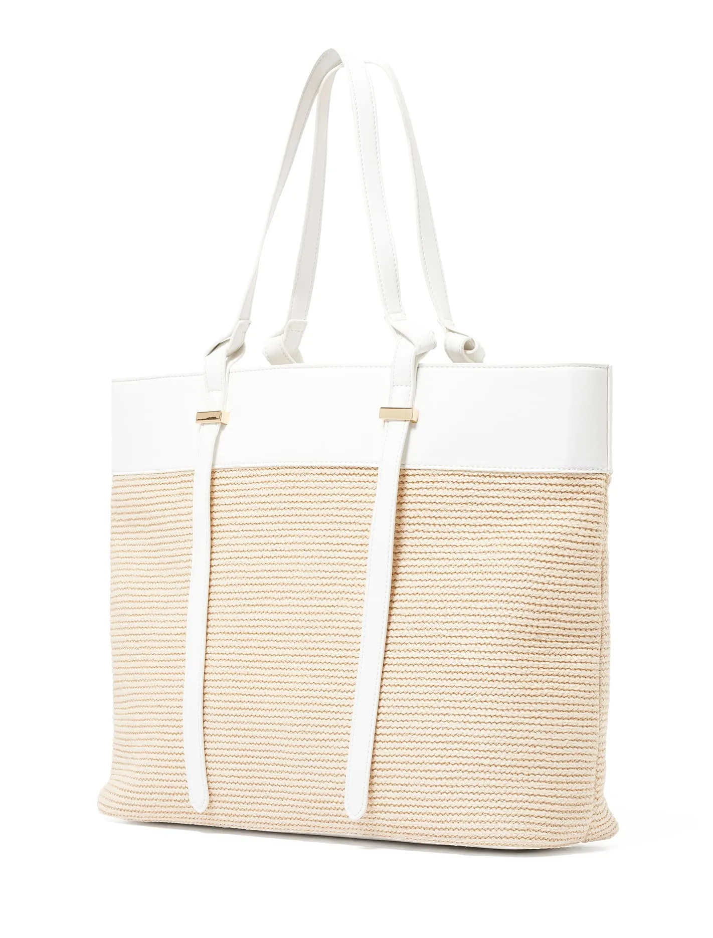 Freya Panelled Straw Tote Bag