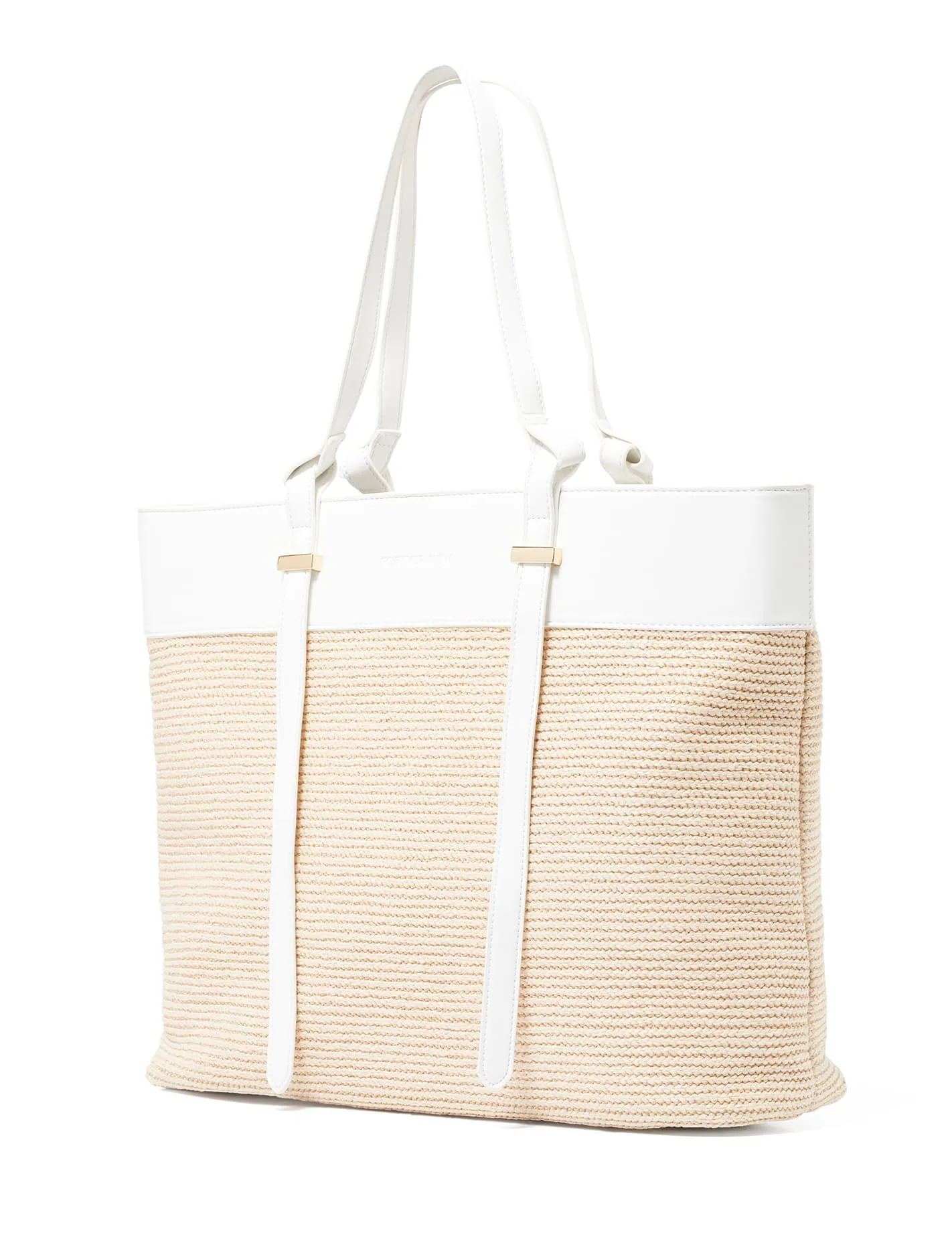 Freya Panelled Straw Tote Bag