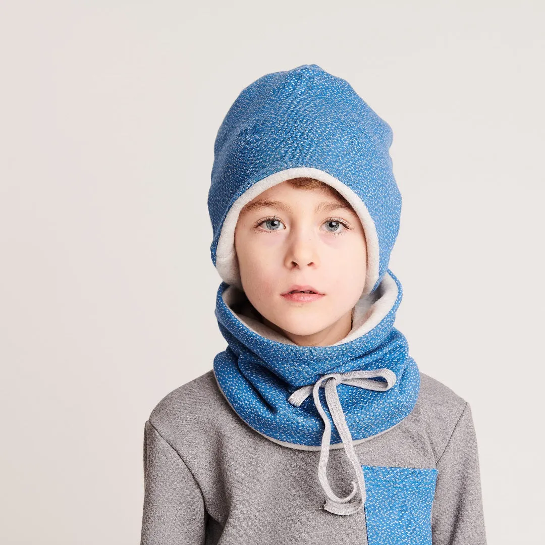 Lined neck warmer "Dotties Blue/Fleece Grey"