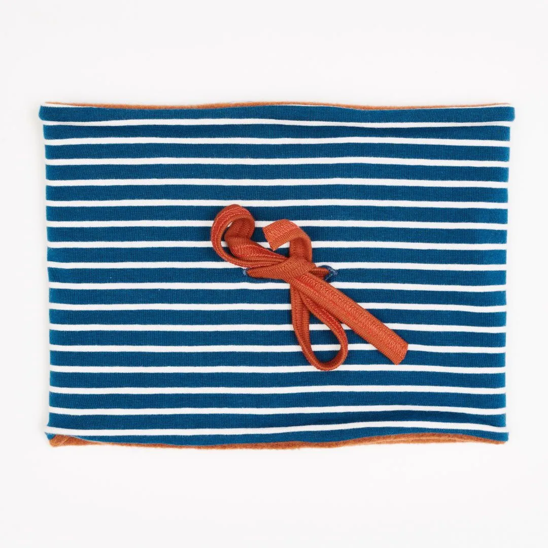 Lined Neck warmer "Stripes Water by Night | Fleece Copper Marl" - 98% organic cotton, 2% elastane