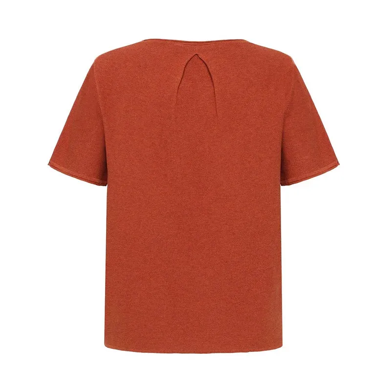 Mansted - Mia Garter Crew Short Sleeve-Rust