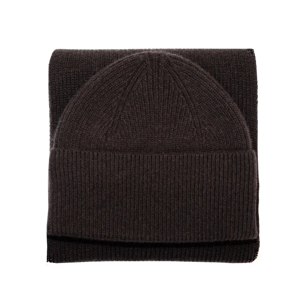 Men's Cashmere Rib Scarf & Fisherman Hat