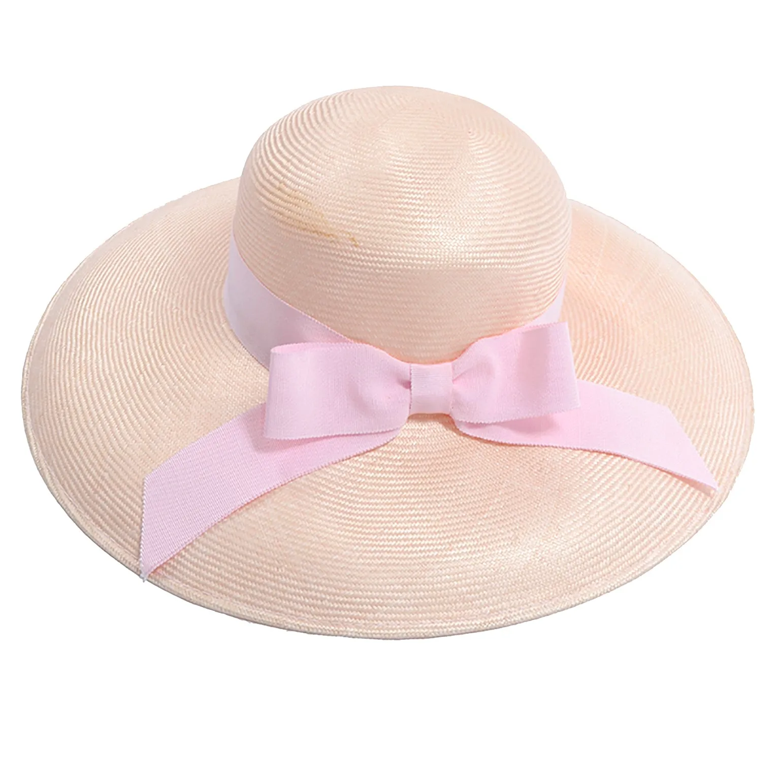 Oscar de la Renta Millinery Vintage Straw Hat W Pink Bow
