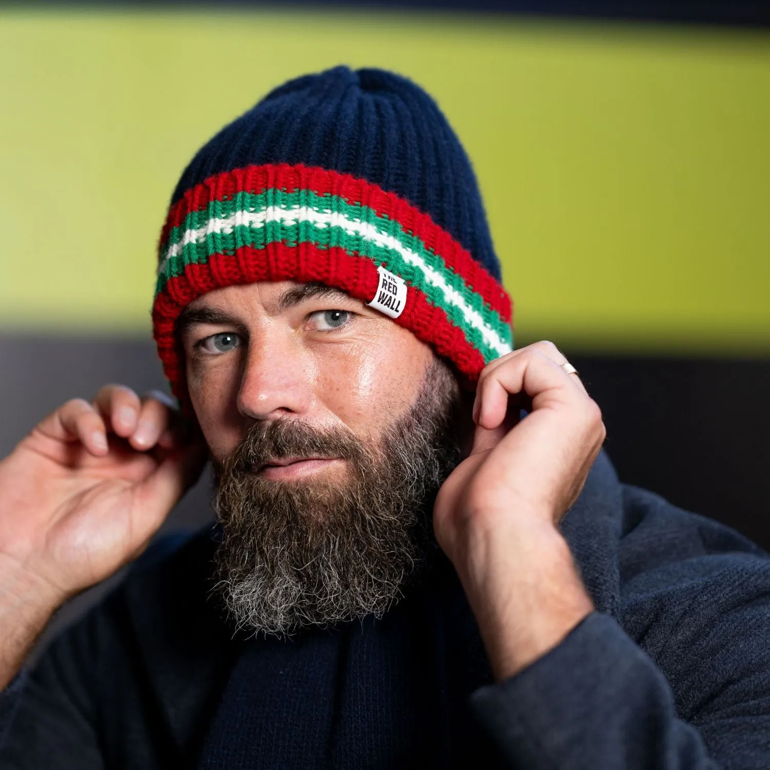 Red Wall Wool Striped Beanie