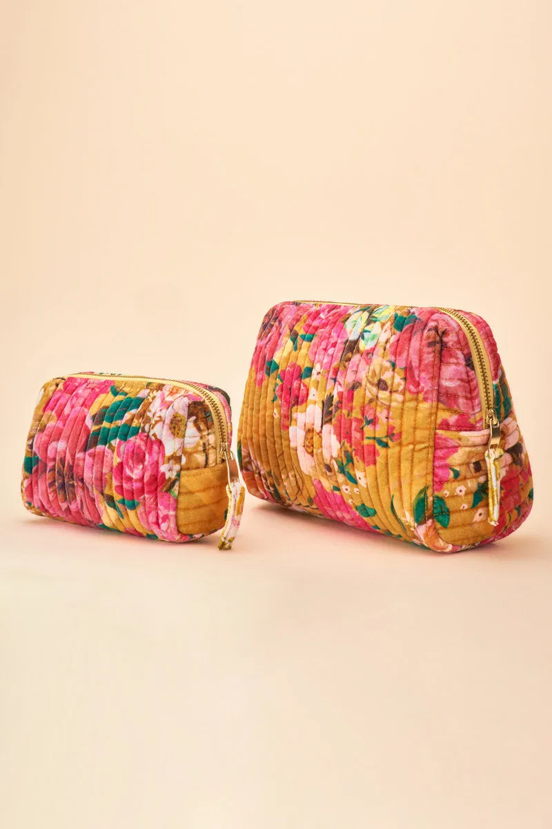 Small Quilted Vanity Bag - Impressionist Floral, Mustard by Powder