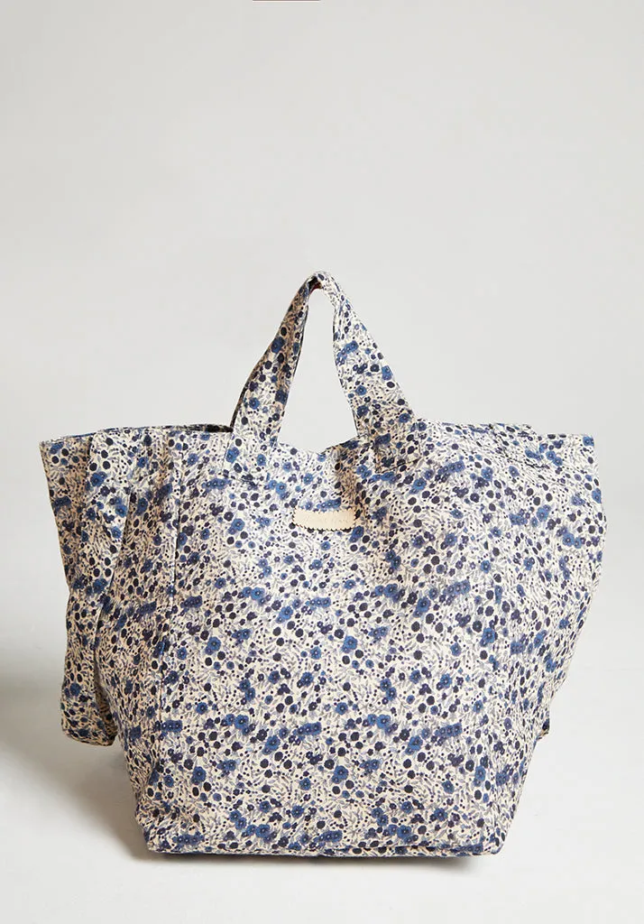 Tara Aster Print Tote Bag In Blue