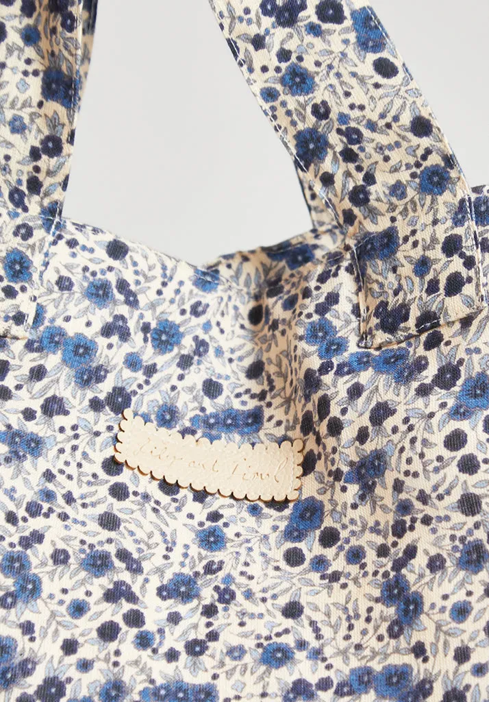 Tara Aster Print Tote Bag In Blue