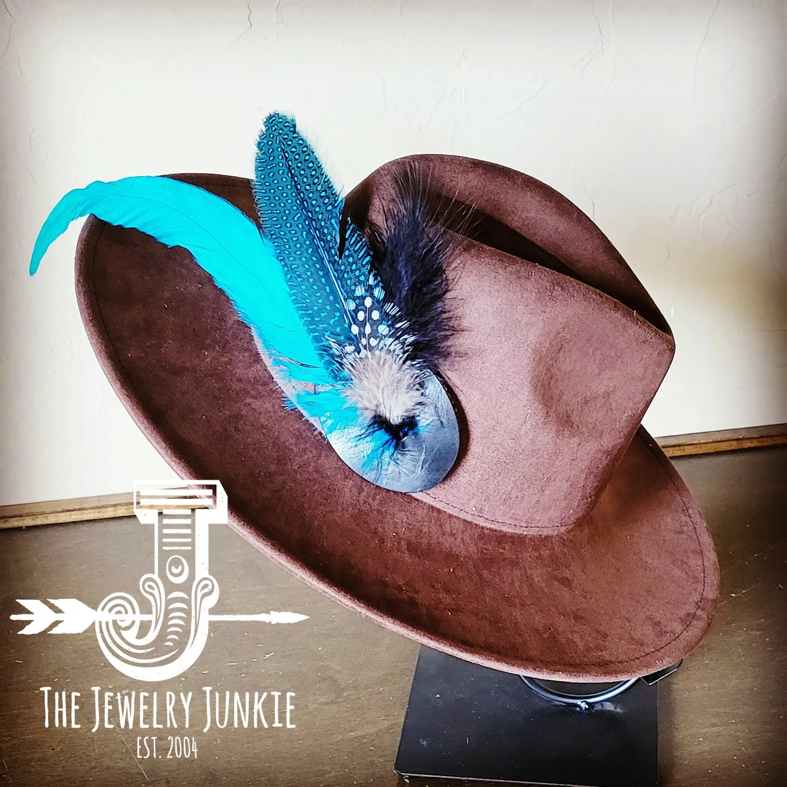 **Turquoise Spotted Feather Hat Band (Band Only) 983n